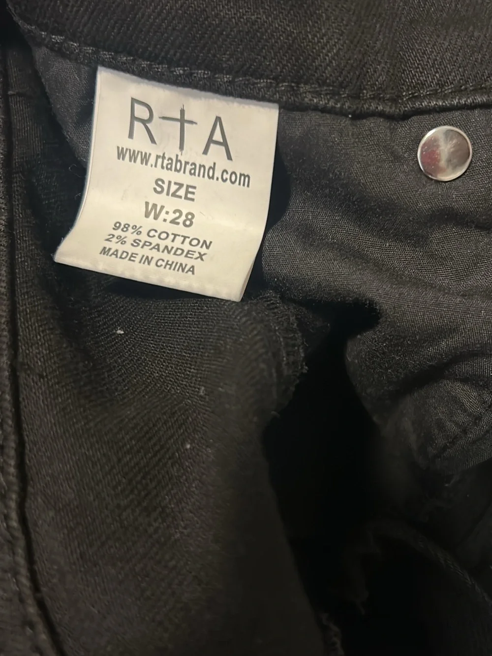 RtA Black Graphic Knee-Rip Skinny Pants